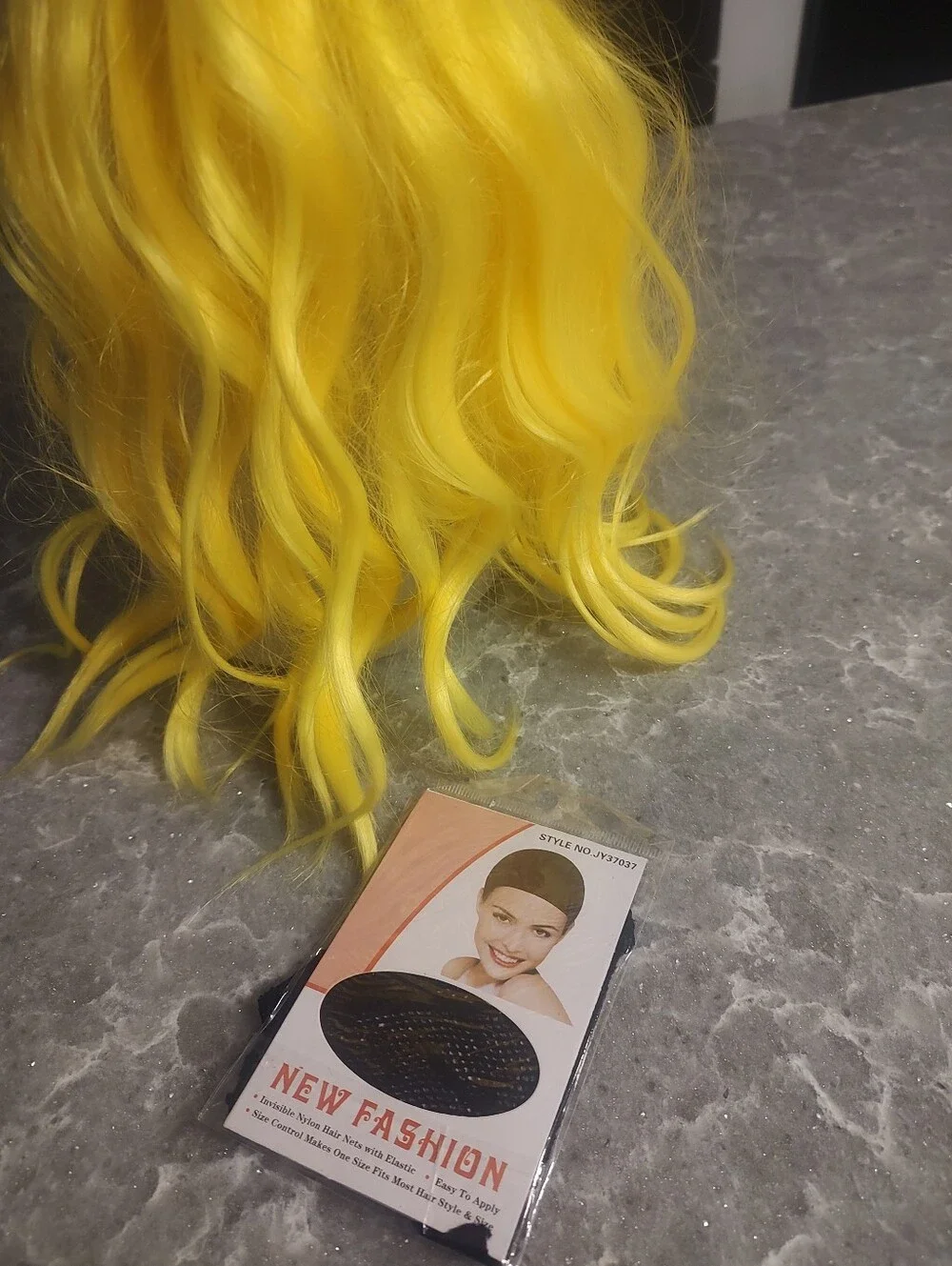 Yellow Wig New with head netting